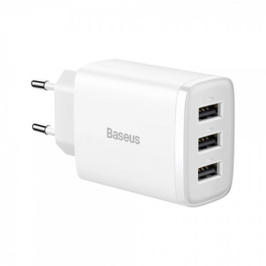 Мережевий зарядний пристрій Baseus Compact  Charger 3U 17W EU White (CCXJ020102) (14800)