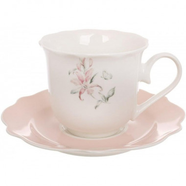 Чайний порцеляновий набір "Pink Orchid" 4 чашки 250мл з блюдцями (19210)