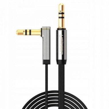 Аудіокабель UGREEN AV119 3.5mm male to 3.5mm male, Straight to angle flat Cable,TPE, 1m Black (UGR-10597) (15310)