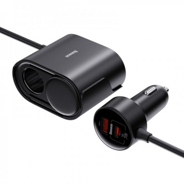 Автомобільний зарядний пристрій Baseus High Efficiency Pro 1-for-2 Car Cigarette Lighter 30W Cosmic Black (C00455300121-00) (8410)