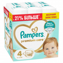 Подгузники Pampers Premium Care Розмір 4 (9-14 кг) 188 шт (8006530223829) (22510)