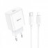 Мережевий зарядний пристрій з кабелем HOCO C76A Pro Majestic single port PD30W charger set (C to iP)(EU) White (6942007616317) (14910)