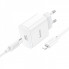 Мережевий зарядний пристрій з кабелем HOCO C76A Pro Majestic single port PD30W charger set (C to iP)(EU) White (6942007616317) (14910)