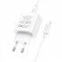 Мережевий зарядний пристрій з кабелем HOCO C76A Pro Majestic single port PD30W charger set (C to iP)(EU) White (6942007616317) (14910)
