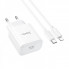 Мережевий зарядний пристрій з кабелем HOCO C76A Pro Majestic single port PD30W charger set (C to iP)(EU) White (6942007616317) (14910)