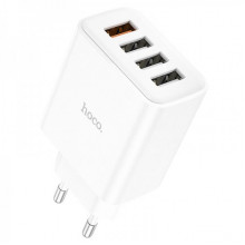 Мережевий зарядний пристрій HOCO C102A Fuerza QC3.0 four-port charger 18W White (6931474777713) (21120)
