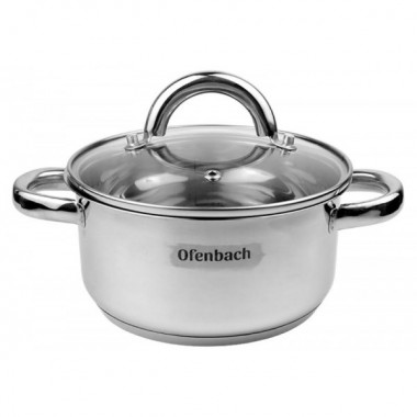 Каструля індукційна Ofenbach Casserole із нержавіючої сталі 1.5л зі скляною кришкою (1420)
