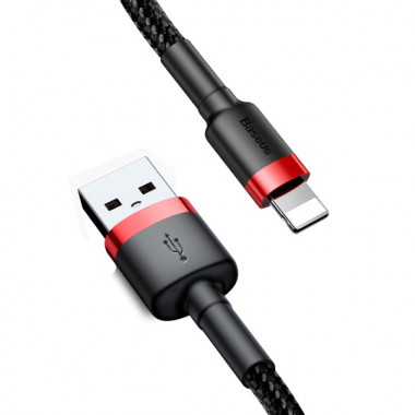 Кабель Baseus Cafule Cable USB For Lightning 2.4A 0.5m Red+Black (CALKLF-A19) (14620)