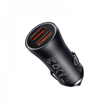 Автомобільний зарядний пристрій Baseus Golden Contactor Max Dual Fast Charger Car Charger U+U 60W Dark Gray (CGJM000013) (8620)