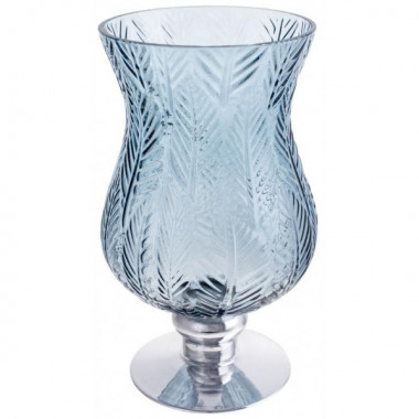 Ваза декоративна Ancient Glass Розалін 19х20х35см, синій зі сріблом (5720)