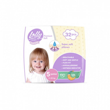 Подгузники Lolly Premium Soft 5 (11-25 кг) 32 шт (4820174981051) (7630)