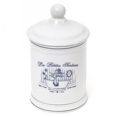 Ємність LE BAIN Silver Ø10.5х18.5см для засобів гігієни, фарфор (6730)
