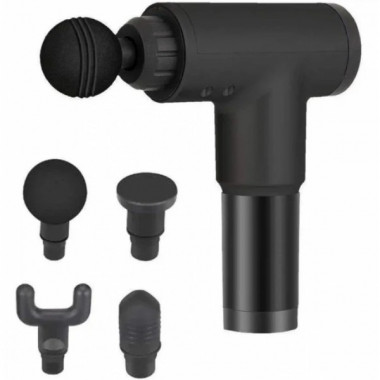 Массажер Аккумуляторный для тела мышечный портативный ручной 4 насадки Fascial Gun GB-820 Черный (19140)