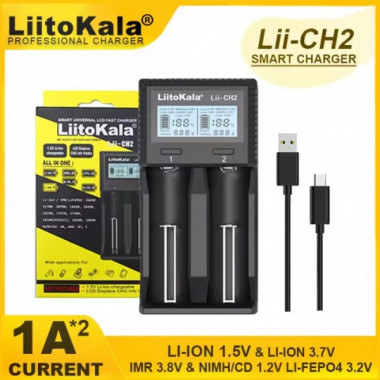 Универсальная зарядка для аккумуляторов LiitoKala Lii-CH2, 2xАА/ААА, 26650, 21700, 20700, 18650, 18490, 18350 (22340)