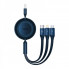 Кабель Baseus Bright Mirror 2 Series Retractable 3-in-1 Fast Charging  Data Cable USB to M+L+C 66W 1.1m Blue (CAMJ010103) (14740)