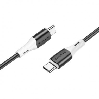 Кабель BOROFONE BX79 Type-C to Type-C 3A,60W, 1m, silicone, silicone connectors, Black (6974443384802) (19740)