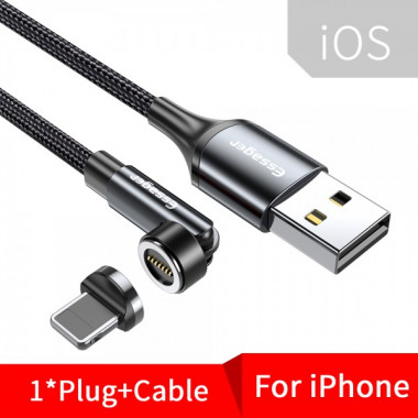 Кабель Essager Universal 540 Ratate 3A Magnetic USB Charging Cable Lightning 1m grey (EXCCXL-WX0G) (EXCCXL-WX0G) (14840)