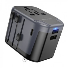 Мережевий зарядний пристрій BOROFONE BAC12 Leader 3-port(1C2A) universal conversion charger Black (6941991117152) (18940)