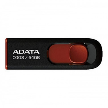 Флеш-накопичувач ADATA USB 2.0 C008 64Gb Black/Red (AC008-64G-RKD) (21350)