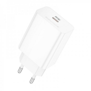 Мережевий зарядний пристрій BOROFONE BA21A Pro Long journey single port PD20W charger White (6941991111402) (17450)