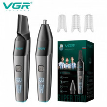 Аккумуляторный триммер для носа и ушей + 2 насадки, VGR V-603 / Машинка для стрижки волос в носу (20450)