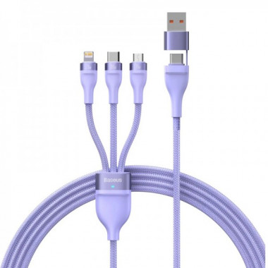 Кабель Baseus Flash Series Ⅱ Two-for-three Charging Cable U+C to M+L+C 100W 1.2m Purple (CASS030105) (14750)