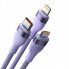 Кабель Baseus Flash Series Ⅱ Two-for-three Charging Cable U+C to M+L+C 100W 1.2m Purple (CASS030105) (14750)