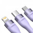 Кабель Baseus Flash Series Ⅱ Two-for-three Charging Cable U+C to M+L+C 100W 1.2m Purple (CASS030105) (14750)