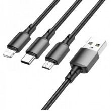 Кабель BOROFONE BX72 3-in-1 charging cable(iP+Type-C+Micro) Black (6974443384666) (19750)