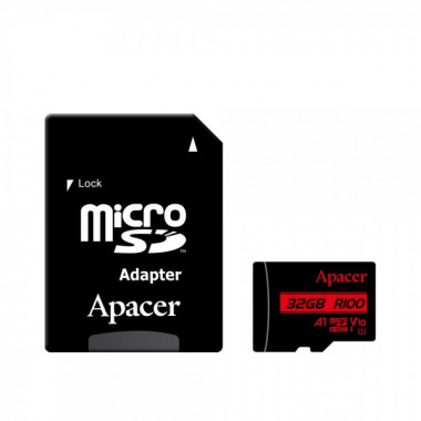 Карта пам'яті microSDHC (UHS-1) Apacer 32Gb class 10 V10 A1 R100MB/s (adapter SD) (AP32GMCSH10UB-R) (8750)
