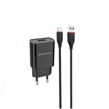 Мережевий зарядний пристрій BOROFONE BA20A Sharp single port charger set(Type-C) 10.5W Black (6931474702142) (19850)