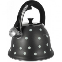 Чайник Kamille Whistling Kettle Black 2.5л з нержавіючої сталі зі свистком (чорний у горох) (22760)