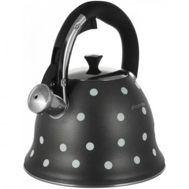 Чайник Kamille Whistling Kettle Black 2.5л з нержавіючої сталі зі свистком (чорний у горох) (22760)