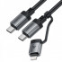 Кабель ACEFAST C20-01 USB-C to USB-C / Lightning aluminum alloy connectors charging data cable Black (6974316283768) (14860)