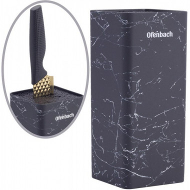 Підставка-колода Ofenbach Black Marble для кухонних ножів і ножиць 9х9х22см (2960)