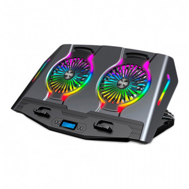 Подставка для ноутбука IceCoorel 10-18", 2*125mm 1400 RPM, 2*USB, + LCD display, 461x298x52mm, RGB (N10) (7170)
