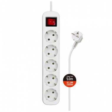Сетевой фильтр питания ColorWay CW-PSEA55W, 5 розеток/ 5M white (CW-PSEA55W) (16270)