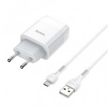 Мережевий зарядний пристрій з кабелем HOCO C73A Glorious dual port charger set(Micro) 12W White (6931474713063) (470)