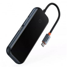 USB-хаб Baseus AcmeJoy 5-Port Type-C HUB Adapter（Type-C to USB3.0*2+USB2.0*1+Type-C PD&Data *1+RJ45*1）Dark Gray (WKJZ010113) (14670)