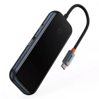 USB-хаб Baseus AcmeJoy 5-Port Type-C HUB Adapter（Type-C to USB3.0*2+USB2.0*1+Type-C PD&Data *1+RJ45*1）Dark Gray (WKJZ010113) (14670)