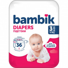 Подгузники Bambik Medium MIDI Размер 3 (4-9 кг) 36 шт (4823071652284) (7670)