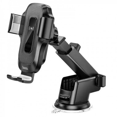 Автотримач для телефона з БЗП HOCO HW3 Wise automatic induction wireless fast charging car holder(center console) Black (6931474791849) (14870)