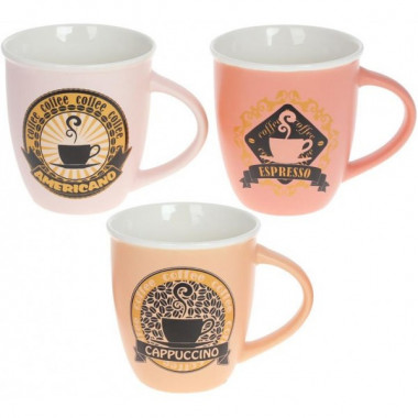 Кружка порцелянова "Always Good" 380мл, "Americano", "Cappuccino" і "Espresso" (3870)