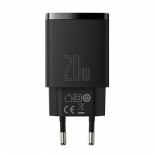 Сетевое зарядное устройство Baseus Compact Quick Charger USB+Type-C 20W Черный (CCXJ-B01) (3580)