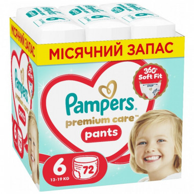Подгузники Pampers Premium Care Pants Розмір 6 (13-19 кг) 72 шт (8006530320139) (22880)