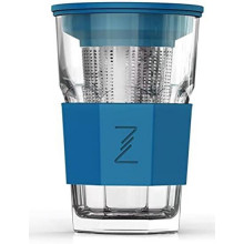 Стакан-заварник ZestGlass Original 415мл з металевим ситом і силіконовим захистом (синій) (4090)