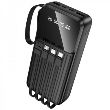 Зовнішній акумулятор BOROFONE BJ76A Smart power bank with 4 cables(20000mAh) Black (6941991120053) (21190)
