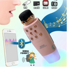 Караоке микрофон + портативная беспроводная колонка 2 в 1 Bluetooth Wster WS-2011 Розовый (22190)