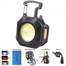 Фонарь MULTIFUNCTIONAL LL-201-COB ULTRA (white+yellow+red), multitool, Li-Ion аккум., зажигалка, магнит, карабин, отвертка (9290)