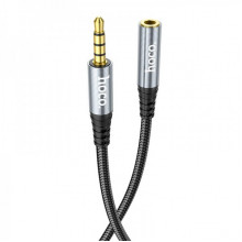 Аудiокабель HOCO UPA20 3.5mm male to 3.5mm female, nylon braid, 1m, Metal Gray (6931474762153) (15390)